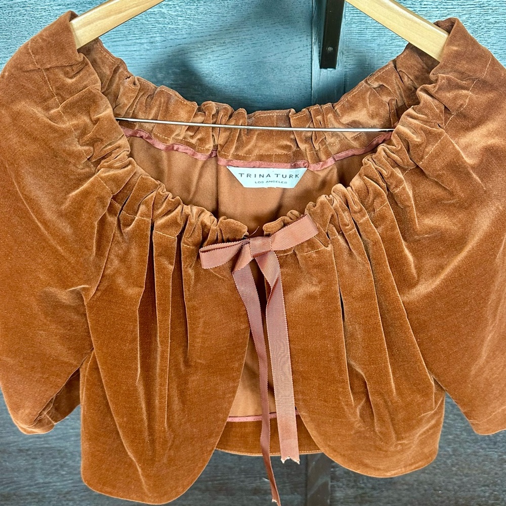 Trina Turk Caramel Velvet Coverlet with Bow